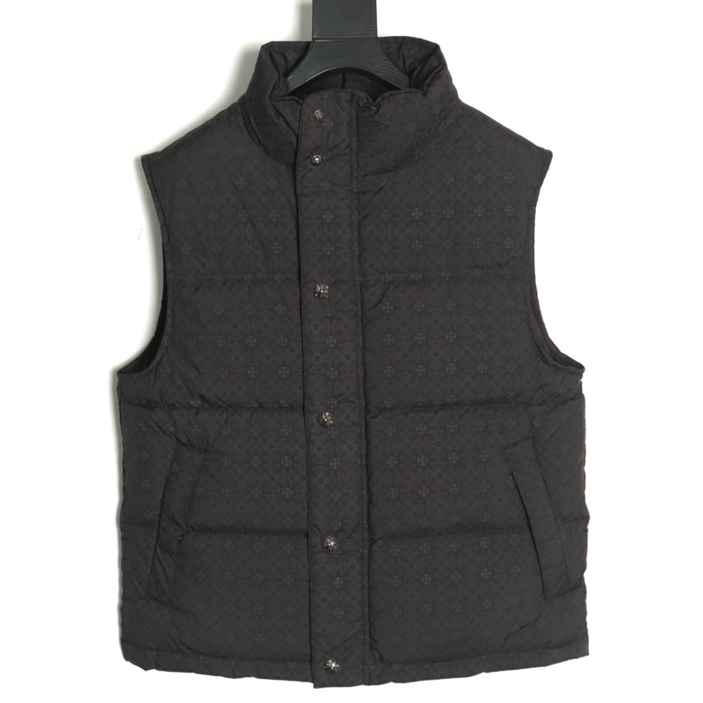 dd Ch*0me He**ts ch 24 silver buckle dark pattern jacqard down vest