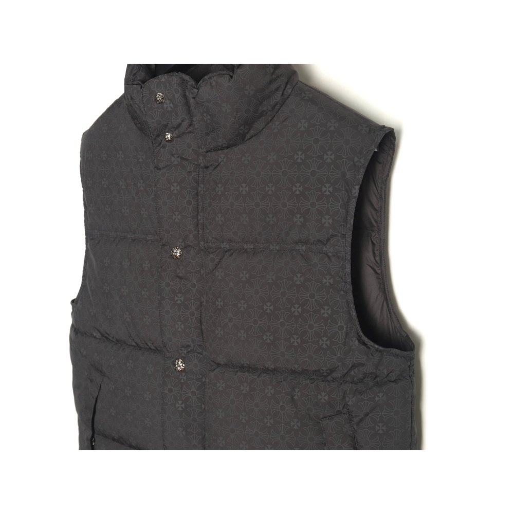 dd Ch*0me He**ts ch 24 silver buckle dark pattern jacqard down vest