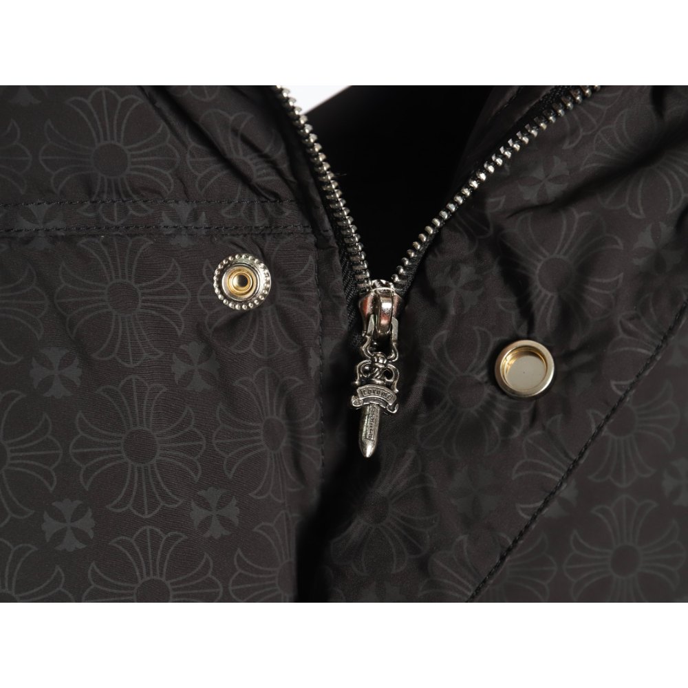 dd Ch*0me He**ts ch 24 silver buckle dark pattern jacqard down vest