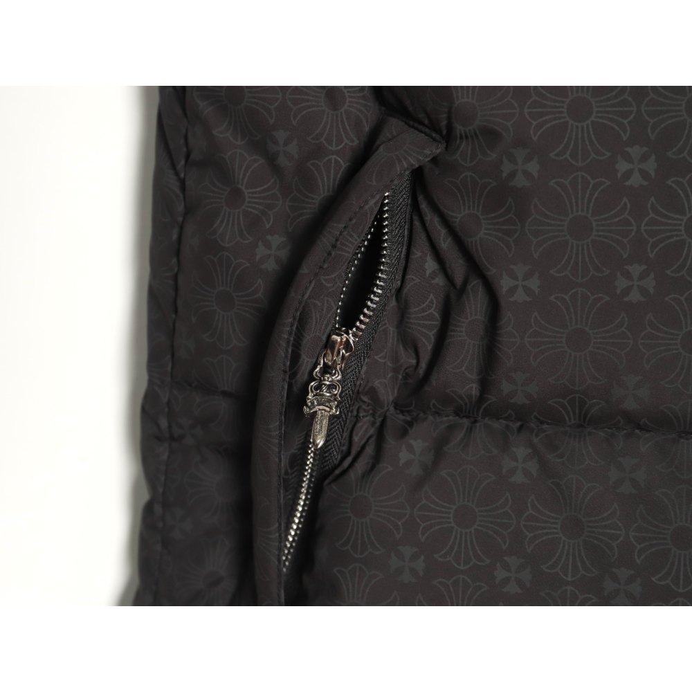 dd Ch*0me He**ts ch 24 silver buckle dark pattern jacqard down vest
