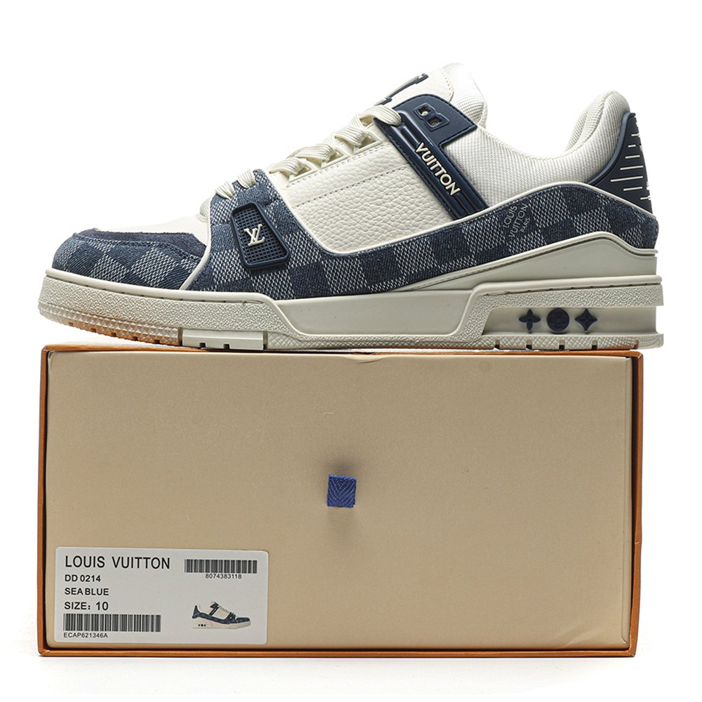 dd lou1s vu1tton trainer monogram De*1m white blue