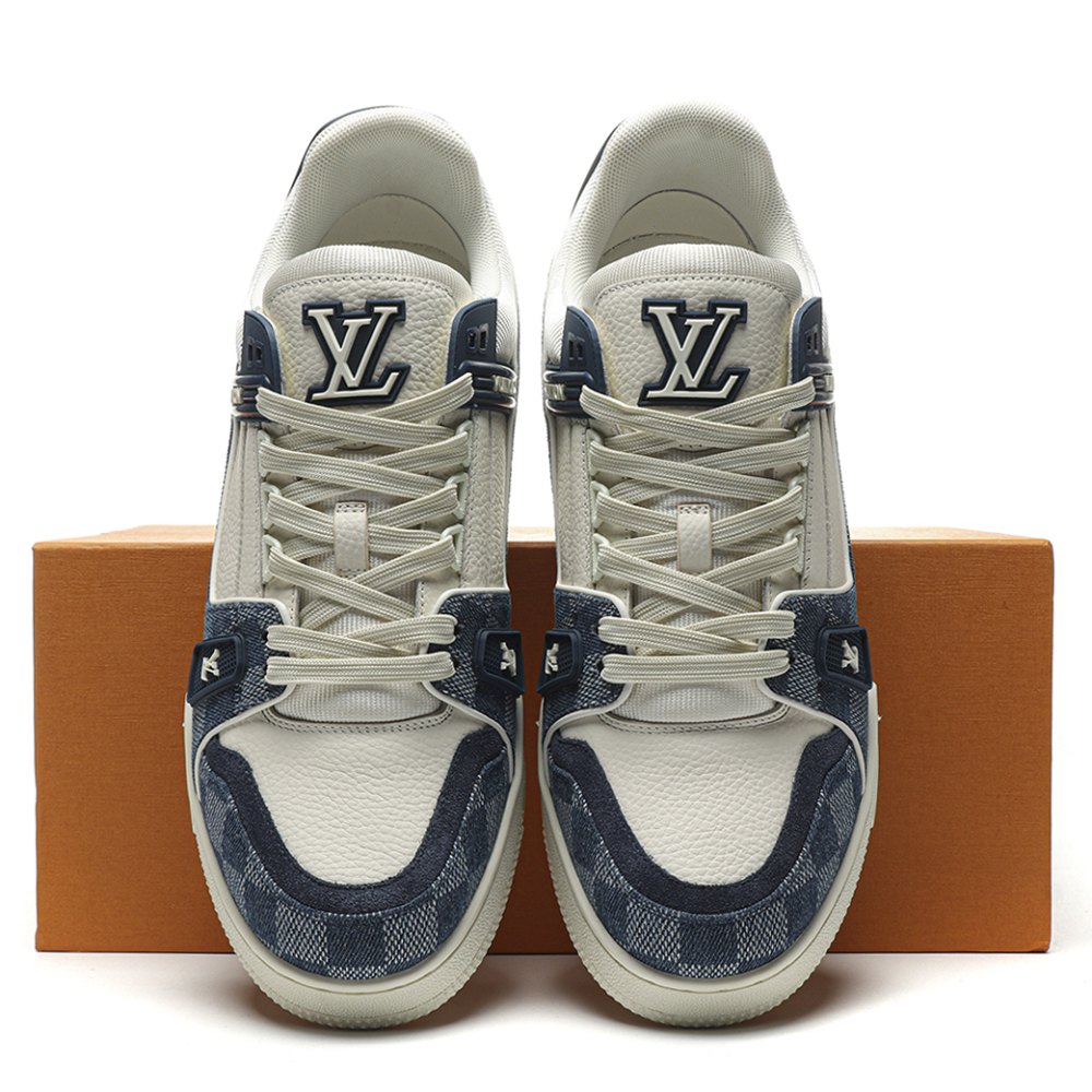 dd lou1s vu1tton trainer monogram De*1m white blue