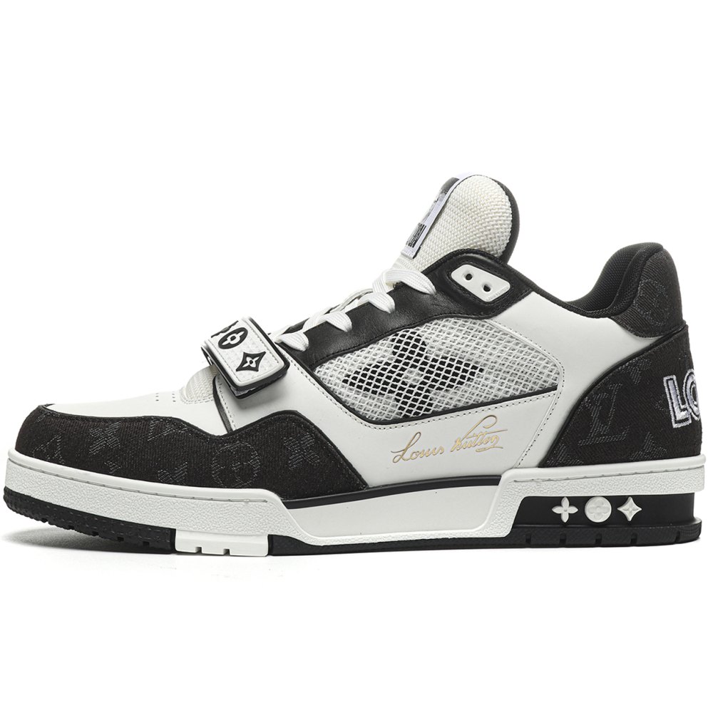 dd lou1s vu1tton trainer velcro strap monogram De*1m black white