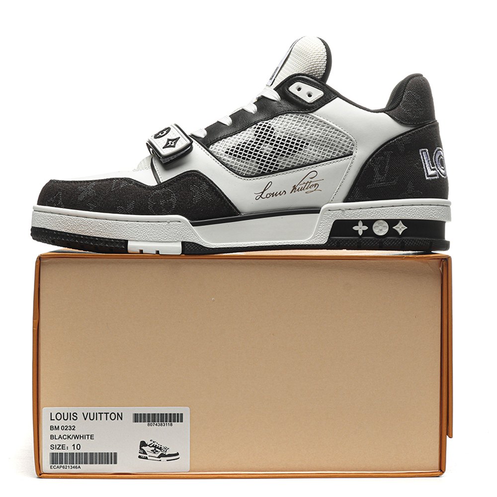 dd lou1s vu1tton trainer velcro strap monogram De*1m black white