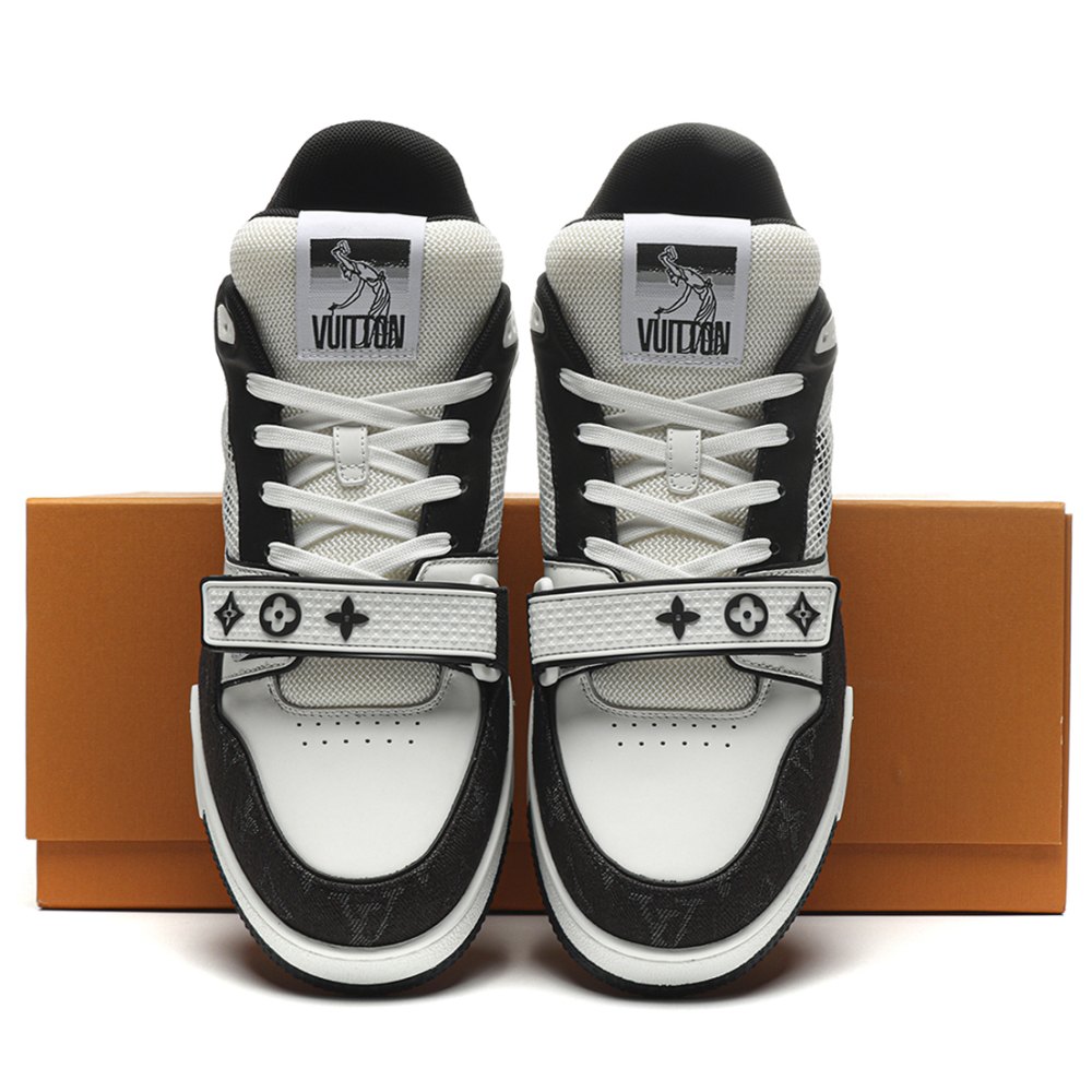 dd lou1s vu1tton trainer velcro strap monogram De*1m black white