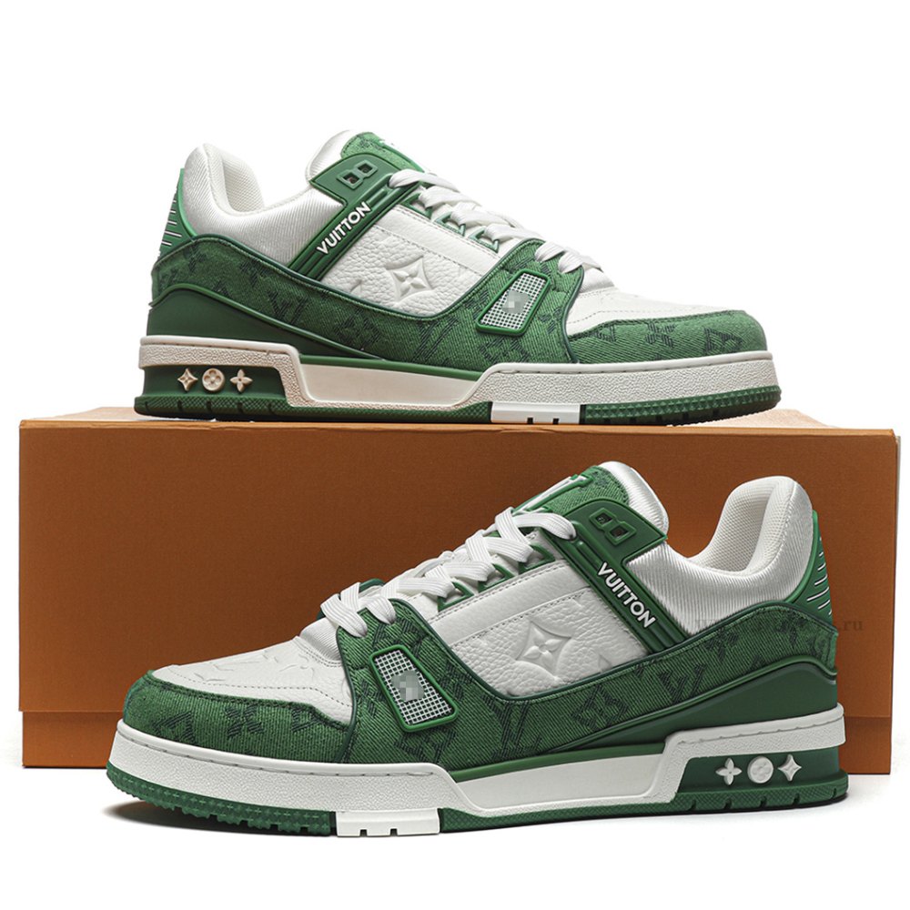 dd lou1s vu1tton trainer green monogram De*1m white