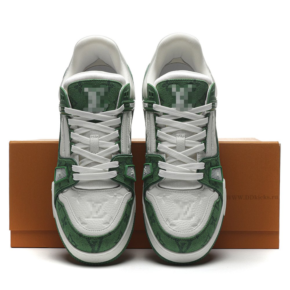 dd lou1s vu1tton trainer green monogram De*1m white