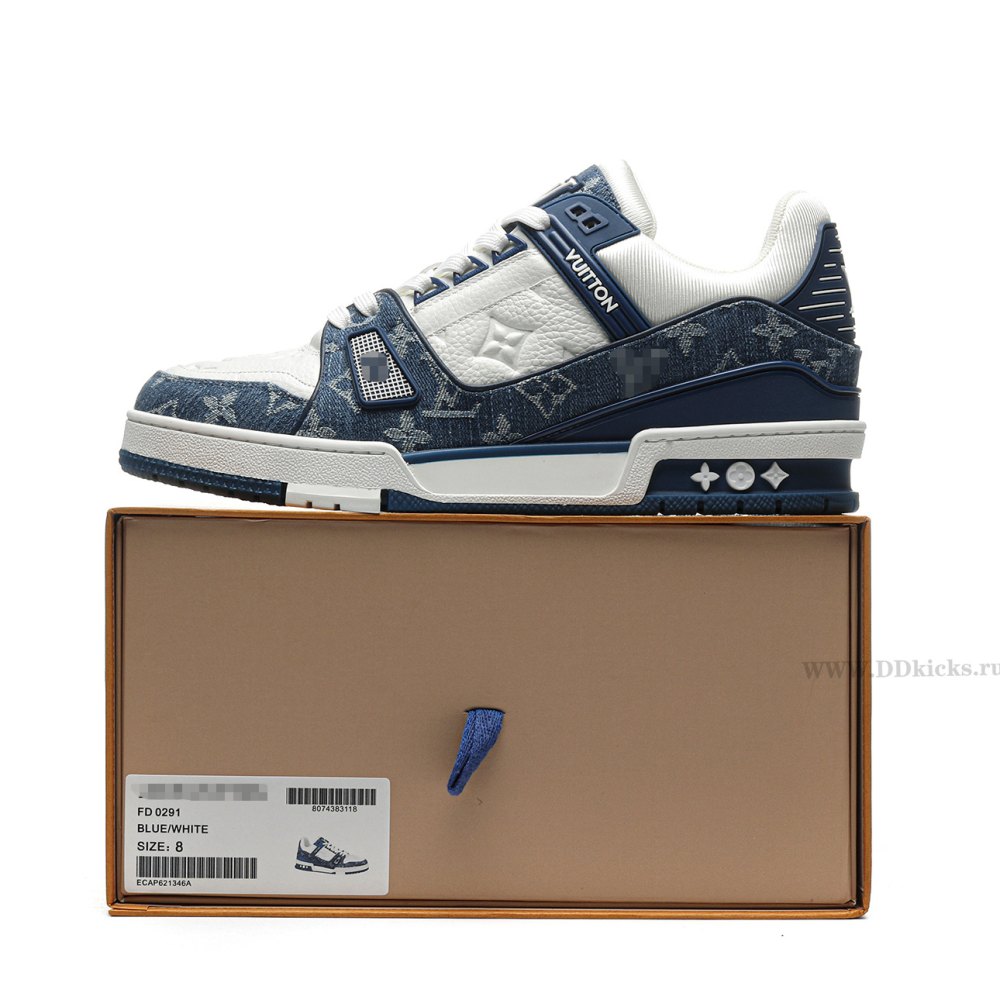 dd lou1s vu1tton trainer monogram De*1m white blue