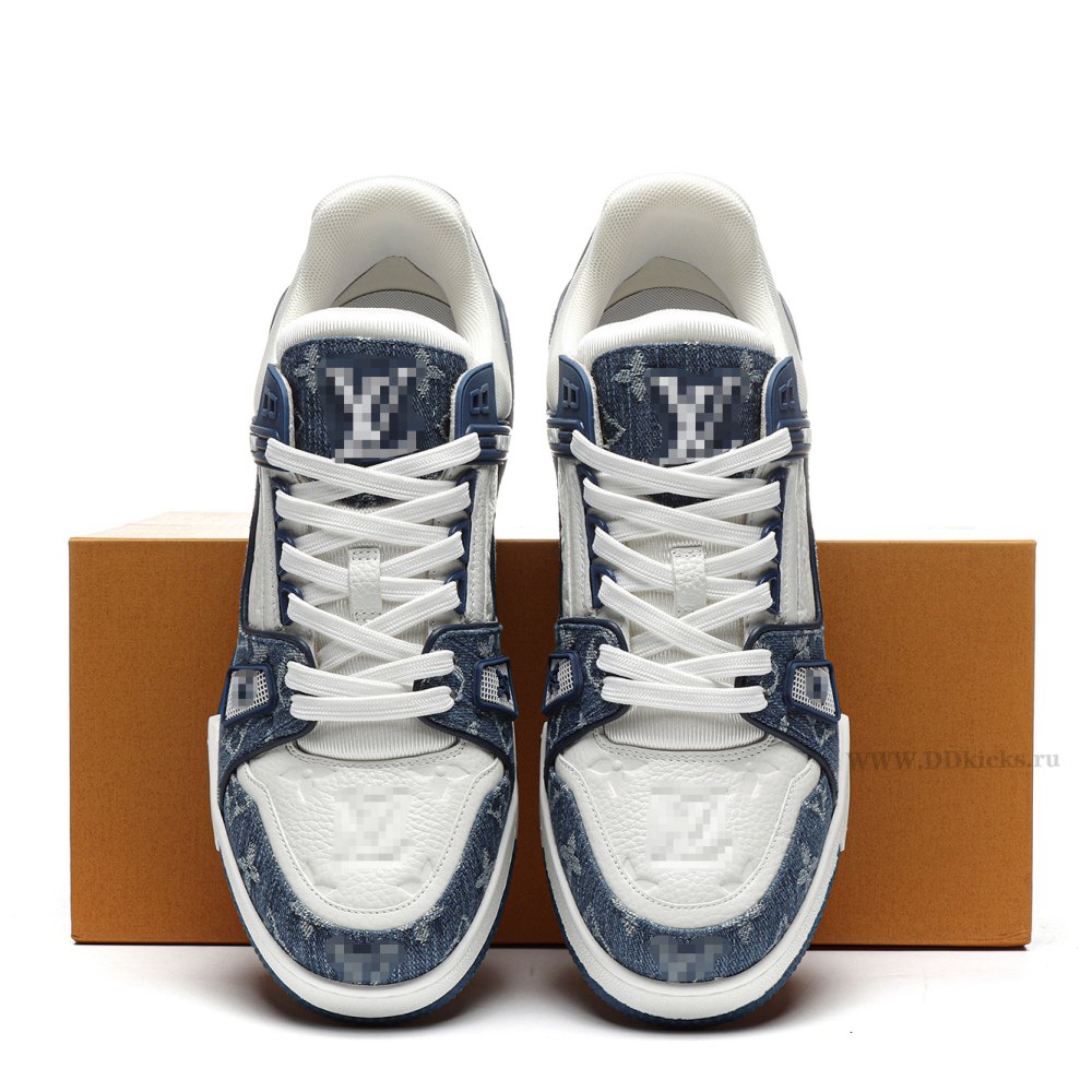 dd lou1s vu1tton trainer monogram De*1m white blue